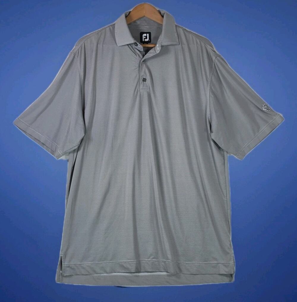 Footjoy FJ Men’s Large Golf Polo Embroidered GH Logo Grey Short Sleeve Stretch